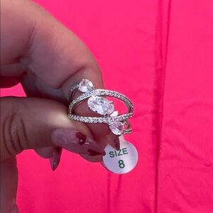 Dazzling Silver Women's Ring with Crystals